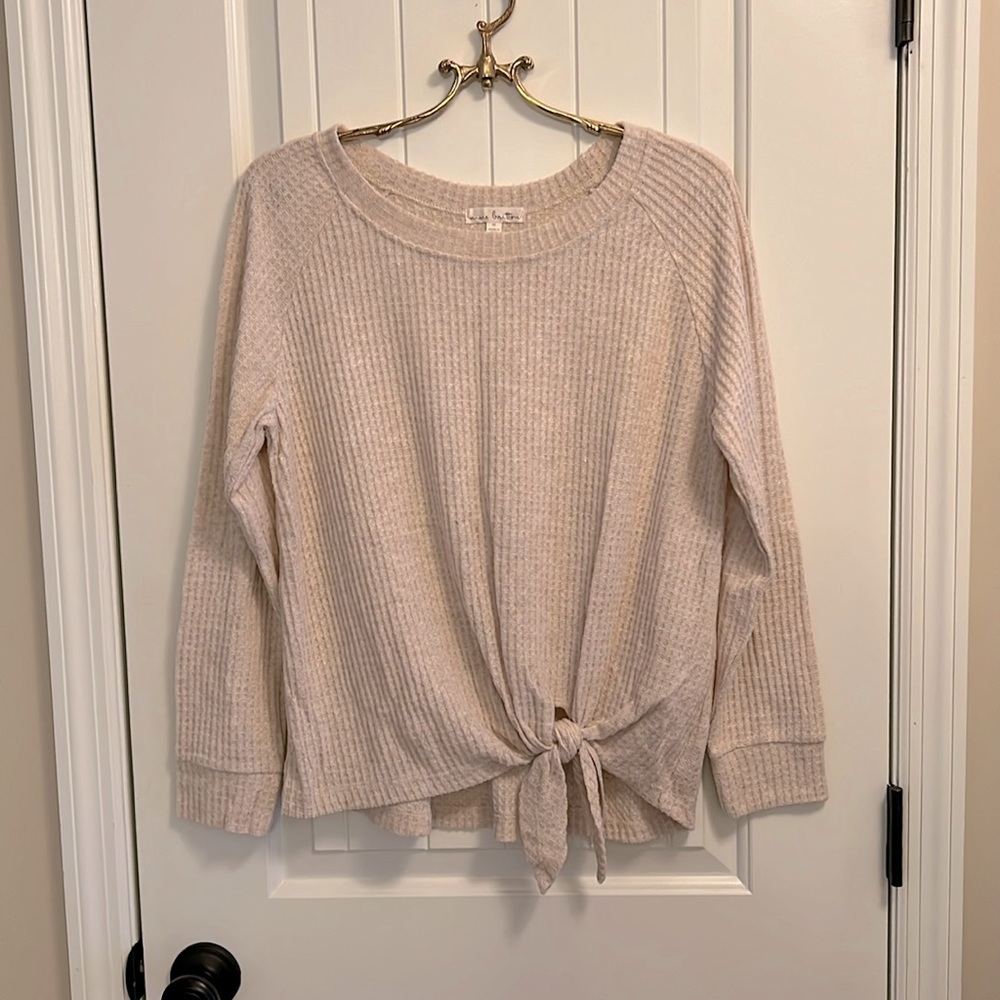 Waffle knit top with knotted front